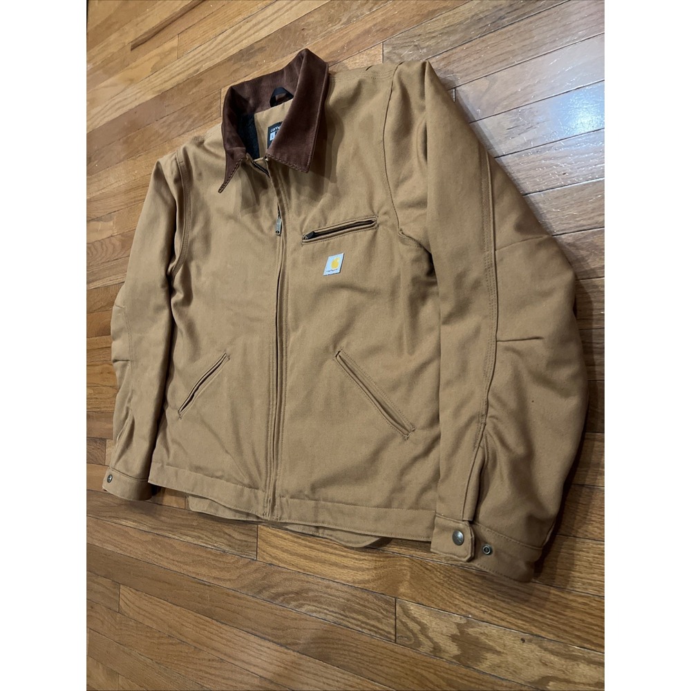 Carhartt Detroit Jacket 103828 Brown Duck Canvas Blanket Lined Mens Large - Picture 4 of 16